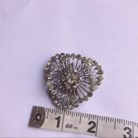 Vintage Circular Rhinestone Shiny Brooch Pin - Picture 4 of 4